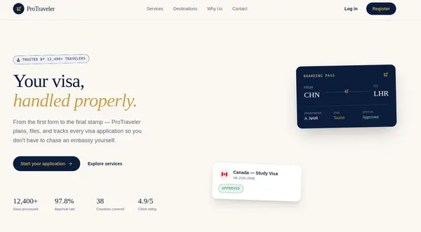ProTraveller Visa CRM and client dashboard workspace